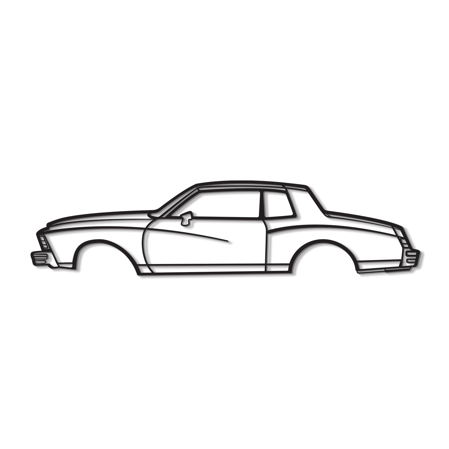 1979 Monte Carlo metal car wall art – durable powder‑coated steel with 3D elevation effect 