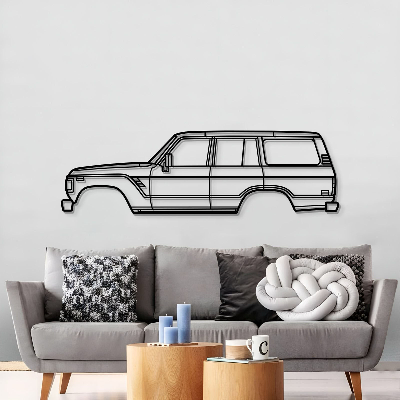 1980 Land Cruiser J60 SUV metal silhouette wall hanging – durable matte-finish steel