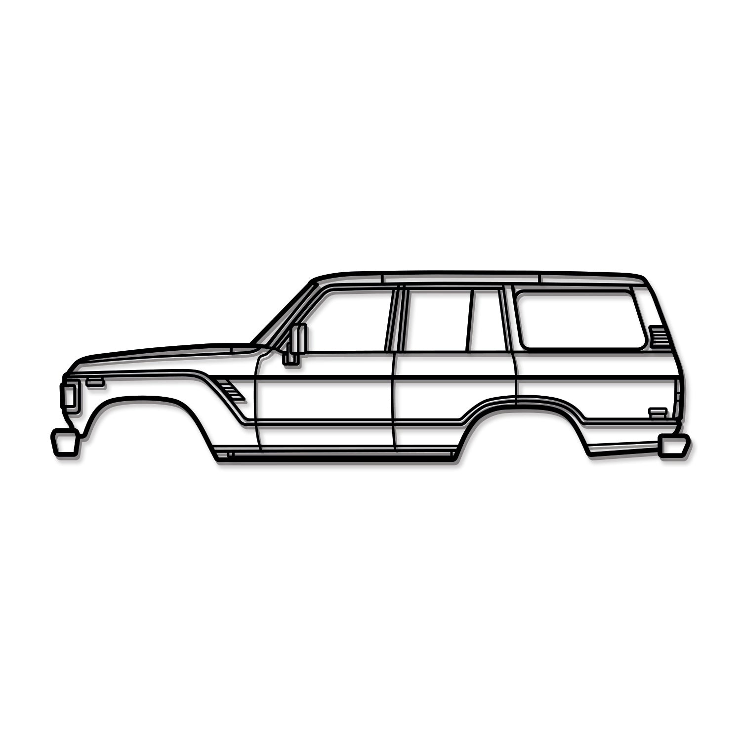 Rugged metal silhouette of Toyota Land Cruiser J60 (1980) – ideal for garage or man cave