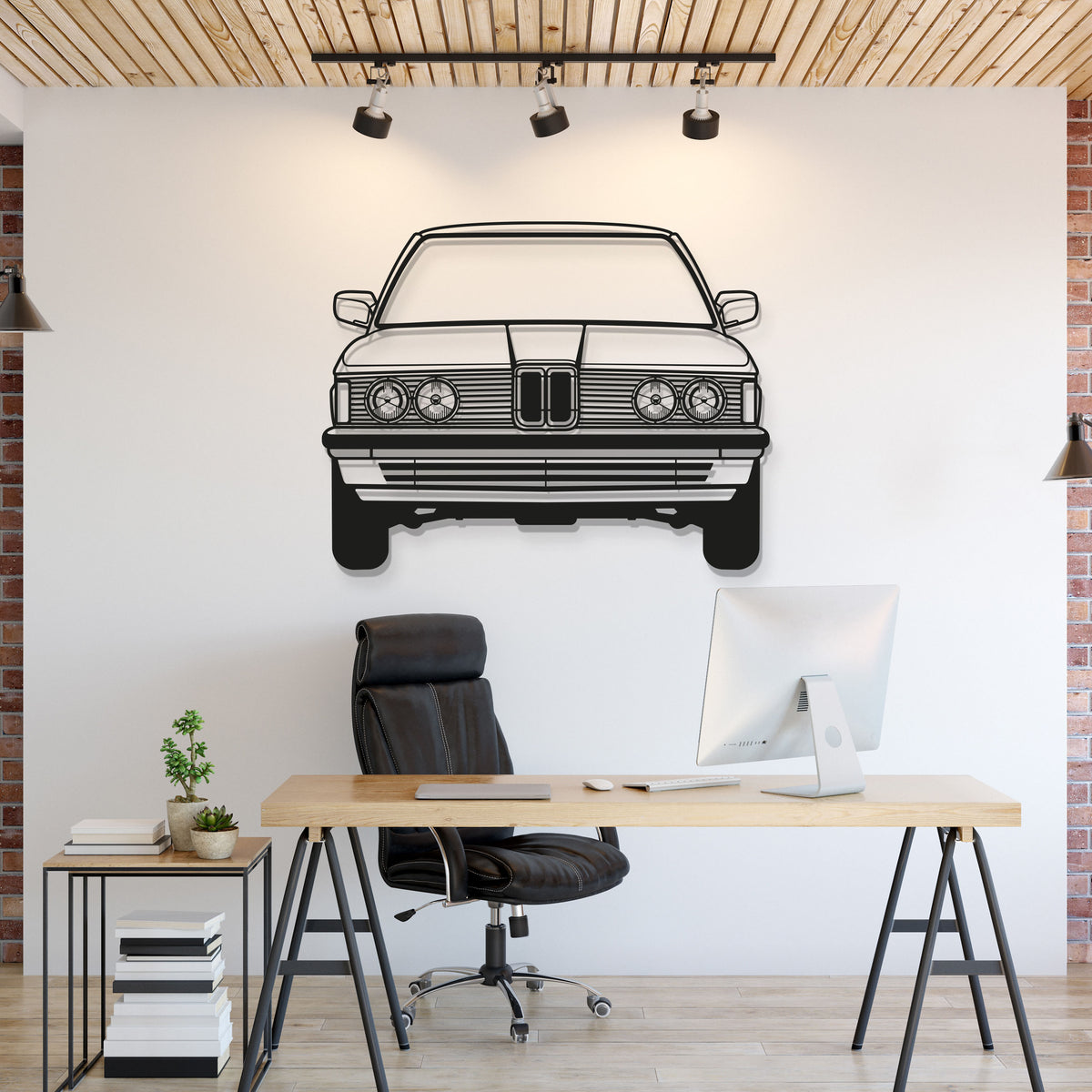 1982 323I Metall Auto Wandkunst (Vorderansicht) - MT1324