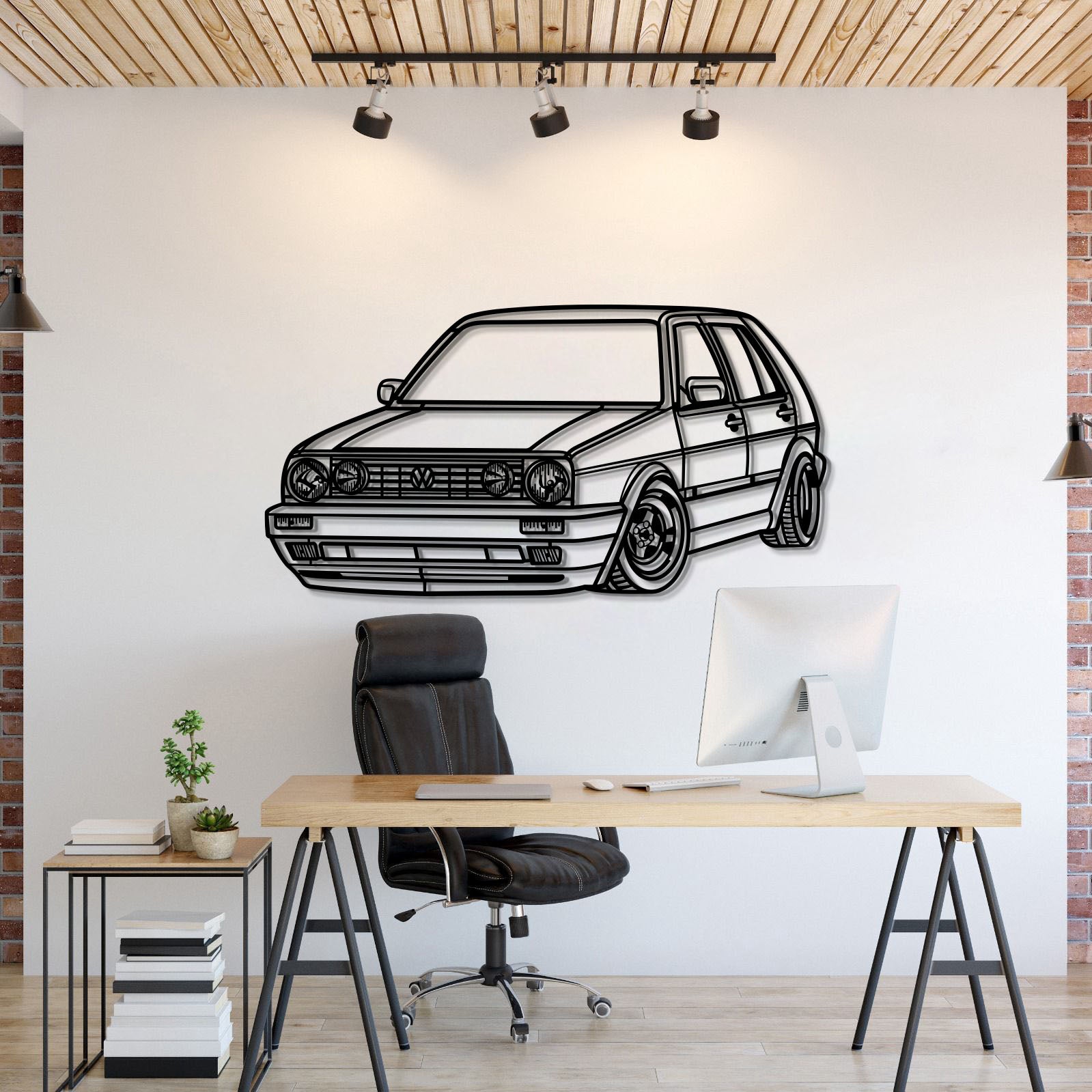 1990 Golf MK2 Perspective Metal Car Wall Art - MT0464