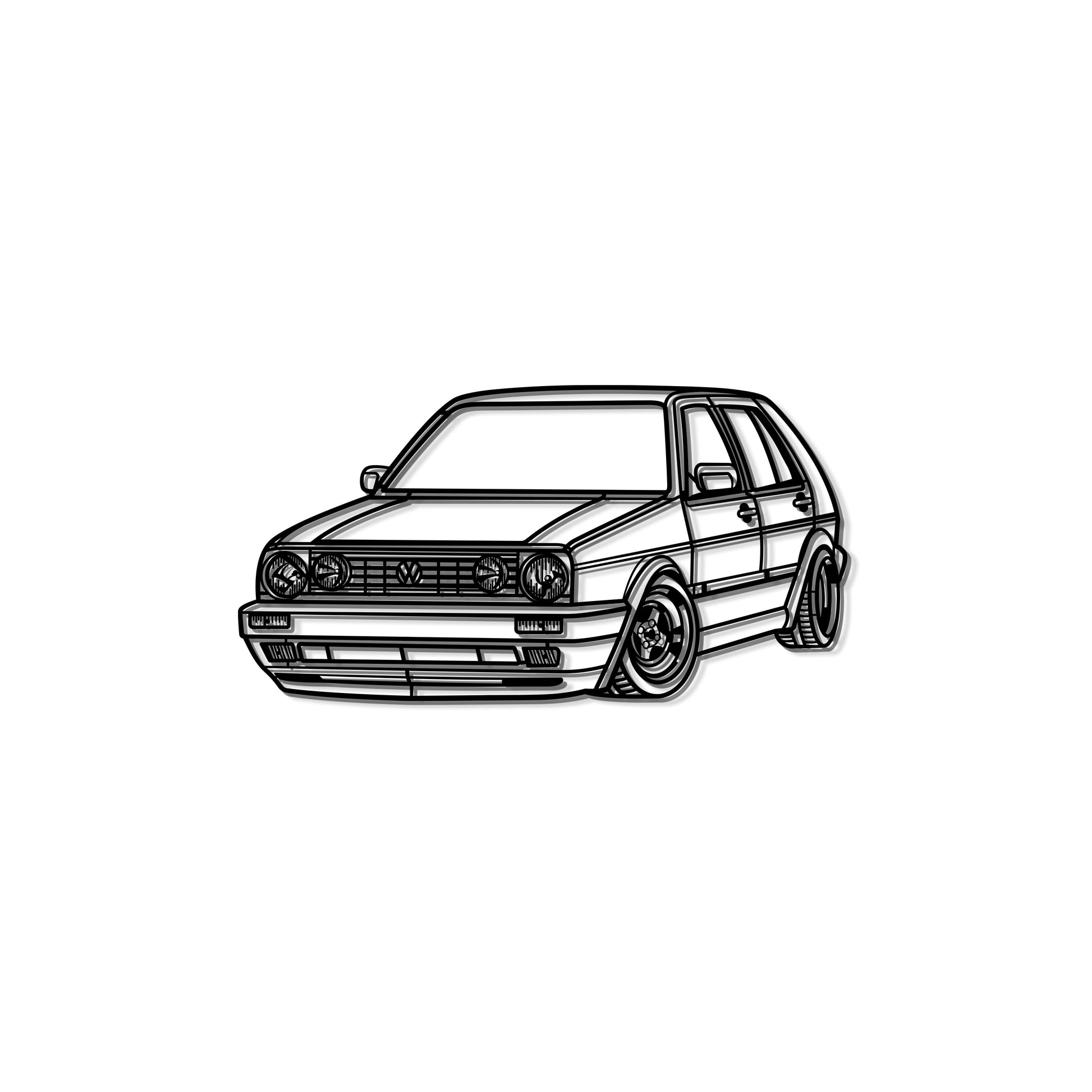 1983 Golf MK2 metal wall decor minimalist perspective design steel