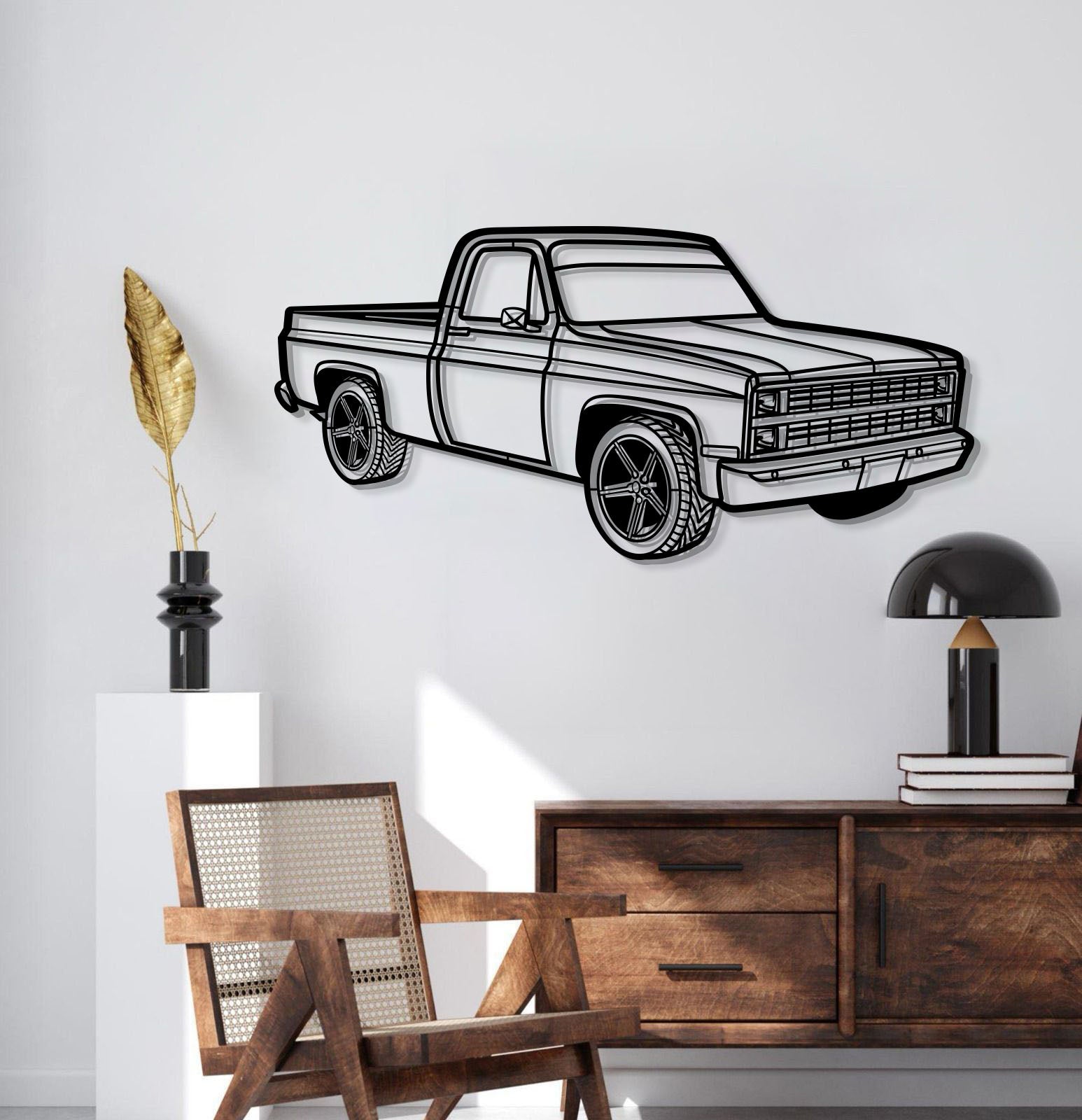 1984 C10 Perspective Metal Car Wall Art - MT1255