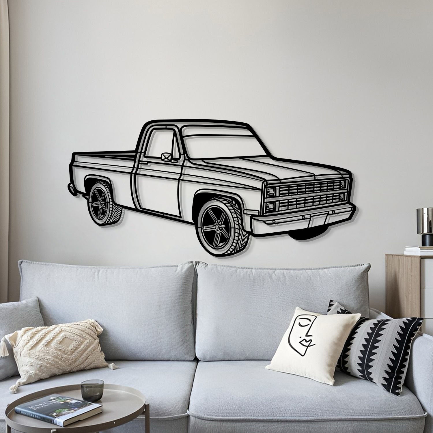 1984 C10 Perspective Metal Car Wall Art - MT1255