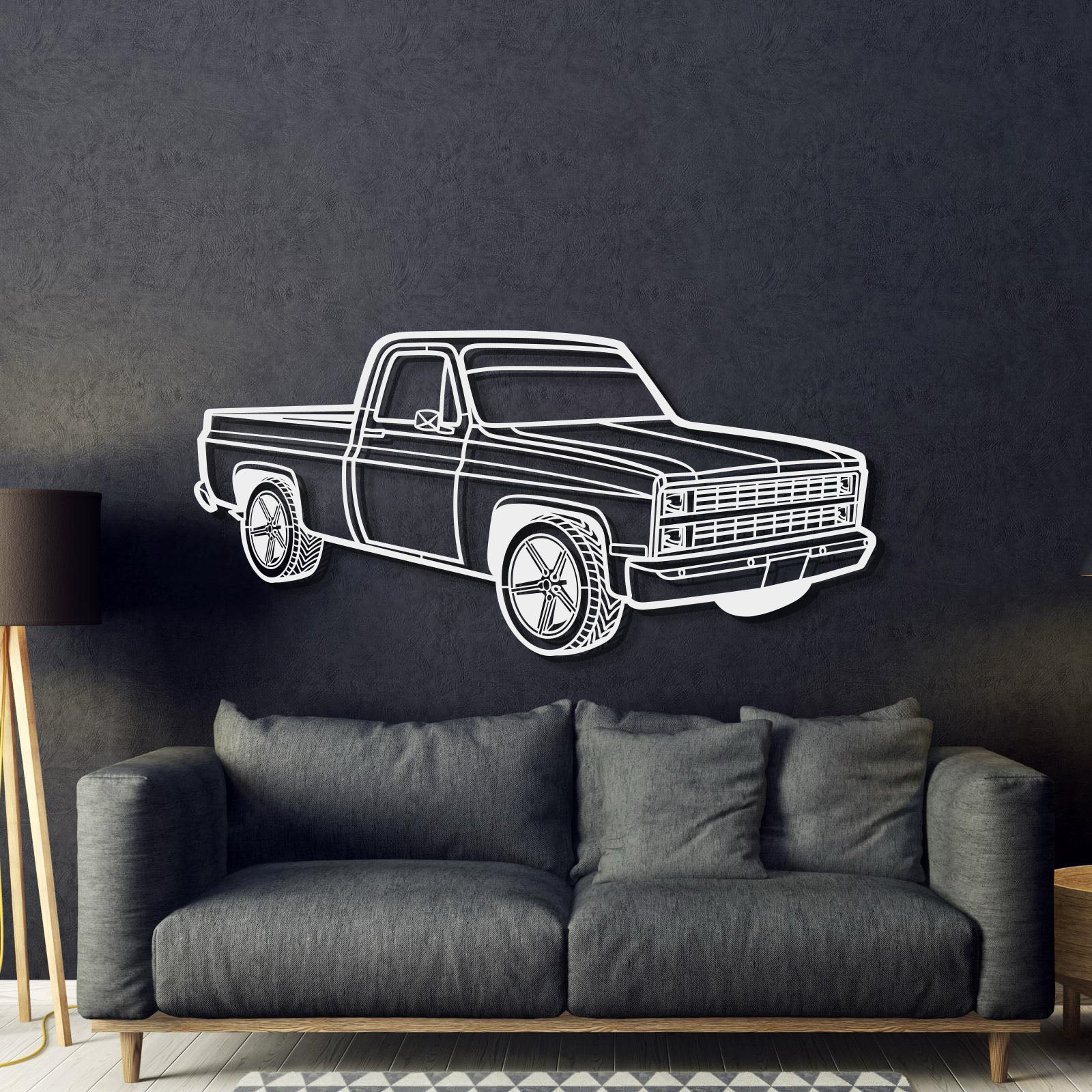 1984 C10 Perspective Metal Car Wall Art - MT1255