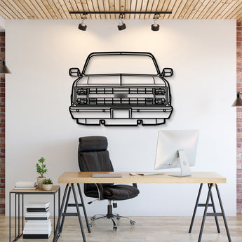 1985 Chevrolet K10 front view metal wall art – laser‑cut steel silhouette with matte powder‑coat finish