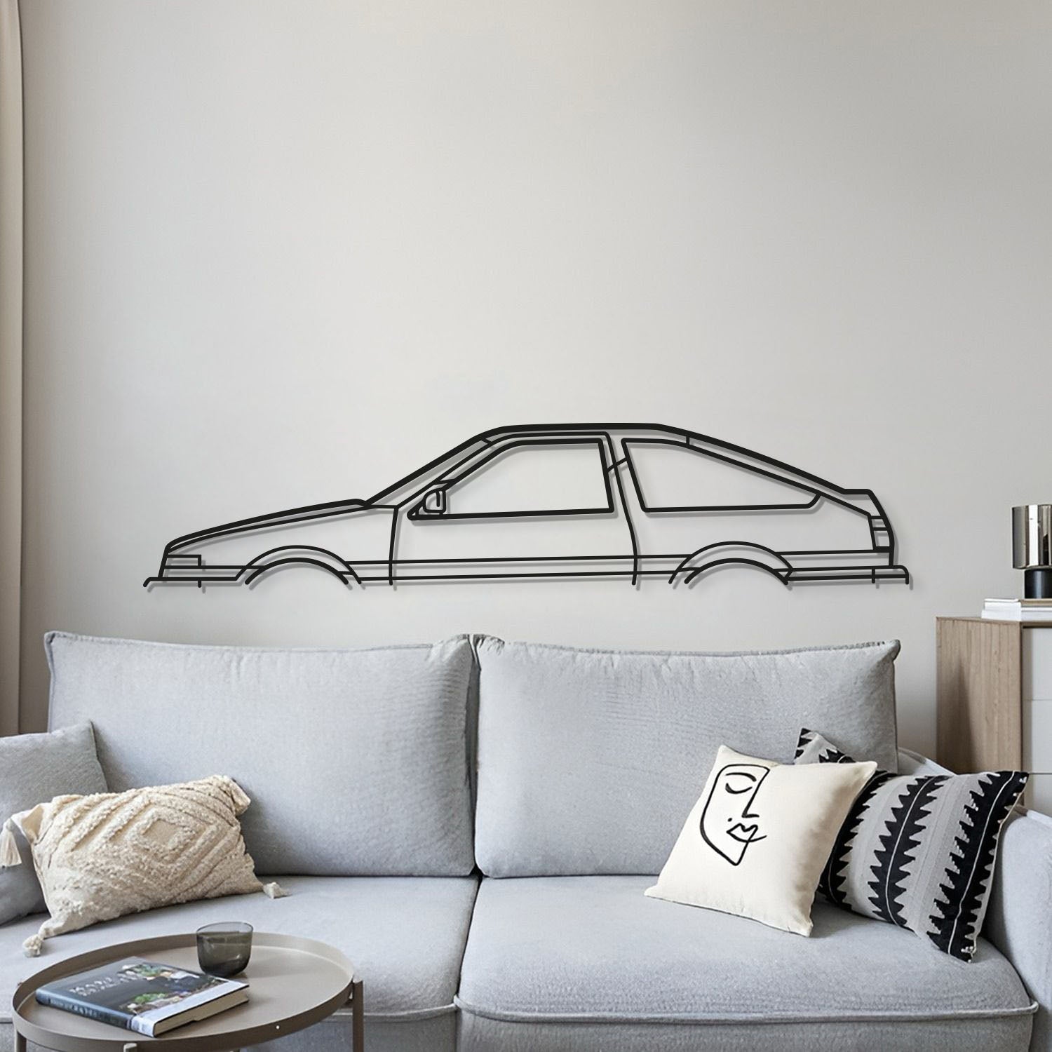 Modern 1985 Toyota Corolla AE86 Wall Hanging In Textured Black Steel