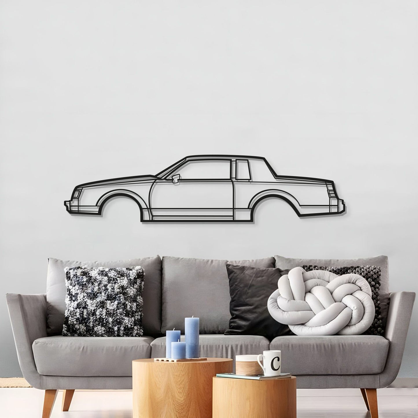 1986 Regal Coupe metal silhouette wall hanging – textured steel with matte finish