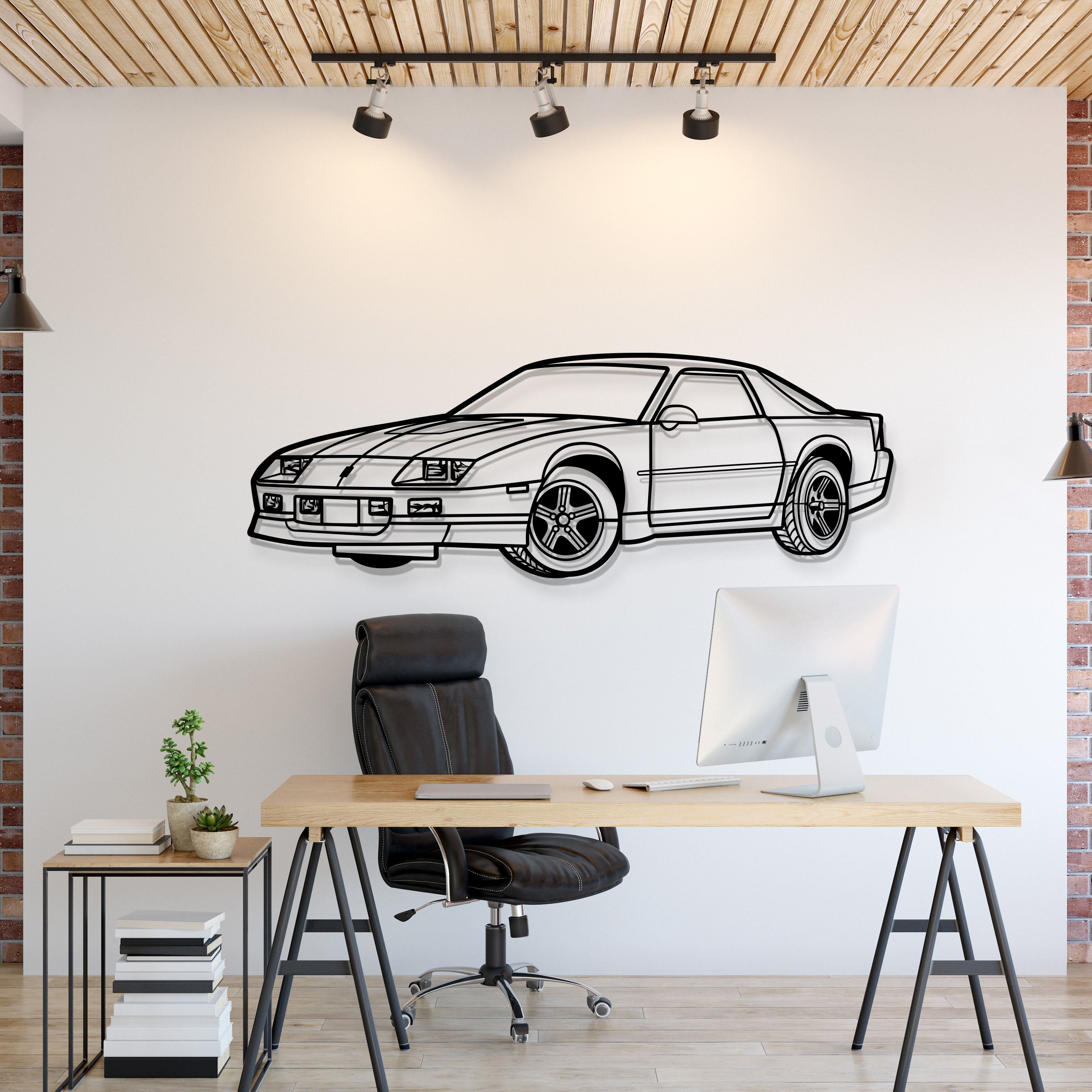 1988 Camaro IROC-Z Perspective Metal Car Wall Art - MT1304