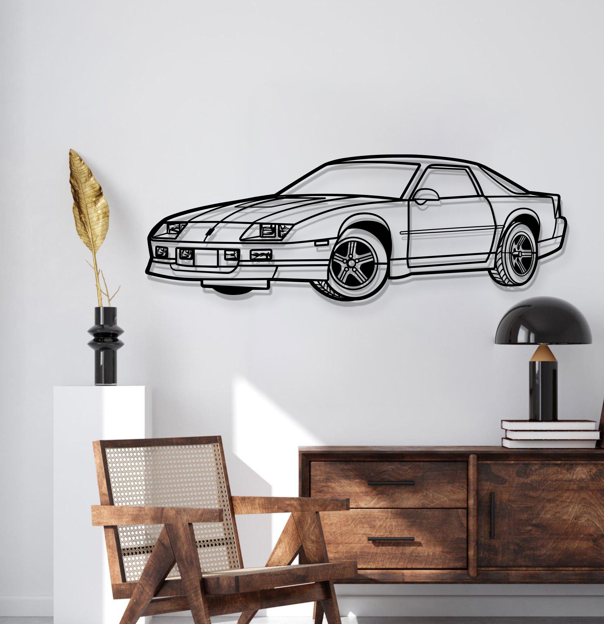 1988 Camaro IROC-Z Perspective Metal Car Wall Art - MT1304