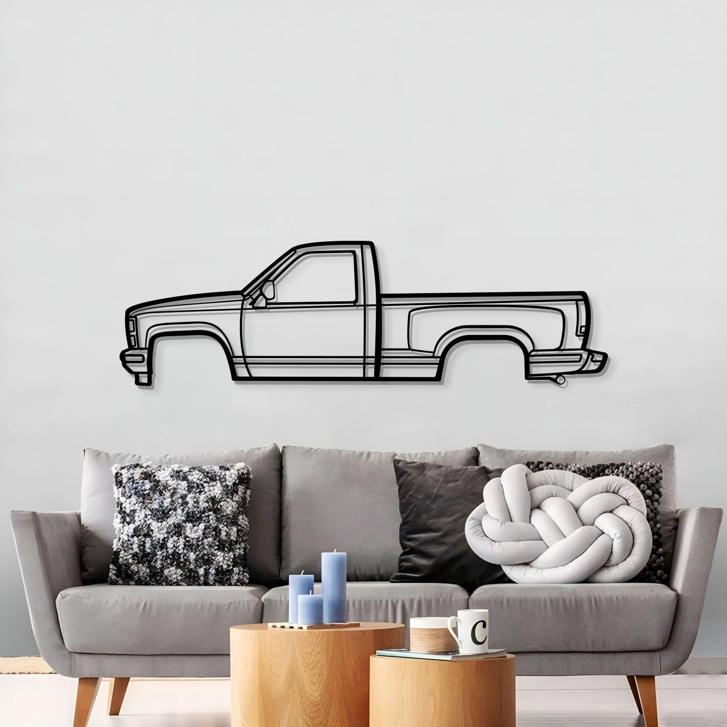 1988 Silverado K1500 pickup truck metal wall art – durable steel layer with matte finish