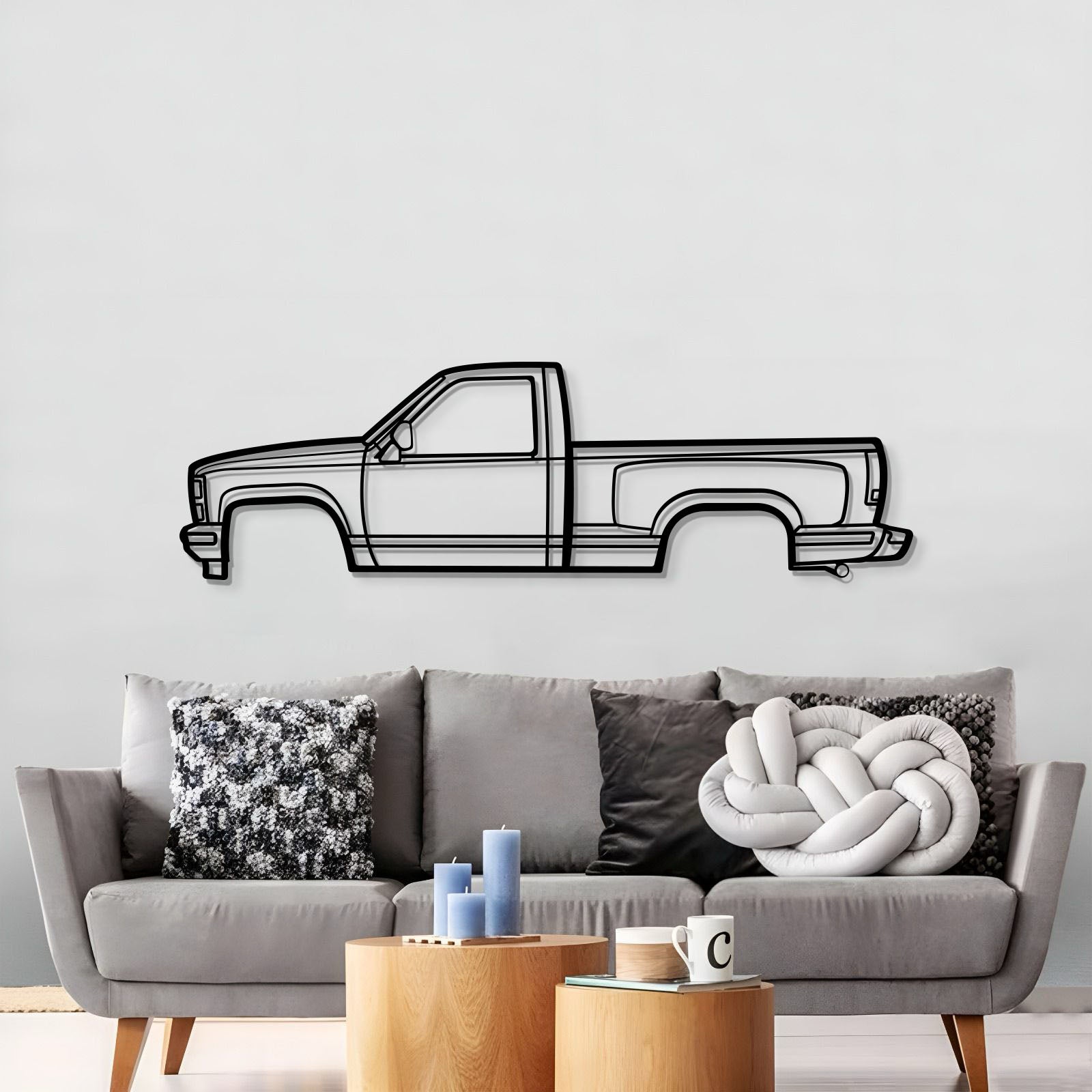 1988 Silverado K1500 pickup truck metal wall art – durable steel layer with matte finish