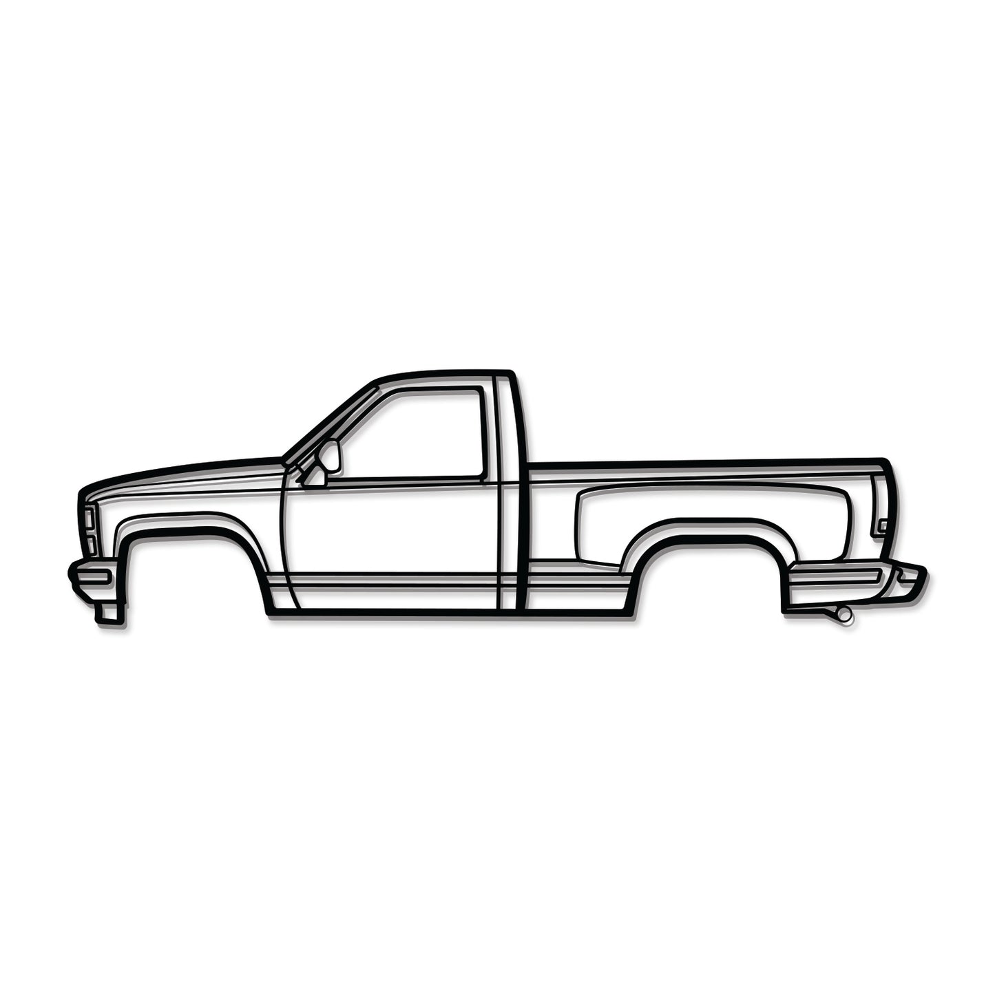 Chevrolet Silverado 1988 K1500 metal wall decoration – off‑road truck profile with 3D elevation