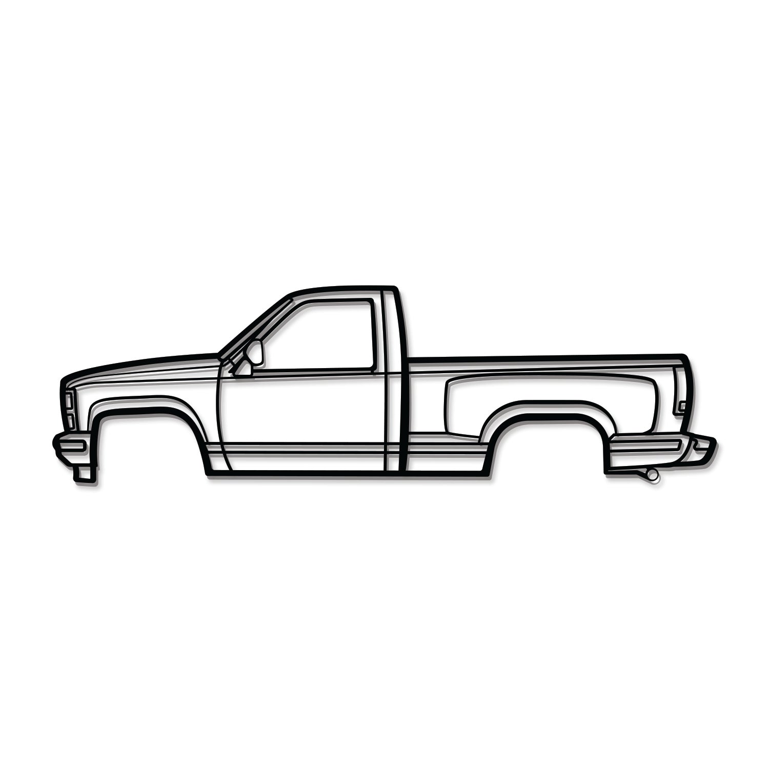 Chevrolet Silverado 1988 K1500 metal wall decoration – off‑road truck profile with 3D elevation