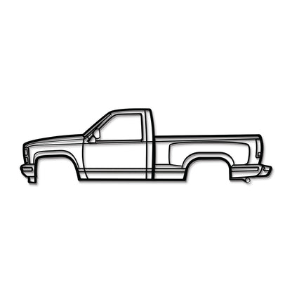 Chevrolet Silverado 1988 K1500 metal wall decoration – off‑road truck profile with 3D elevation