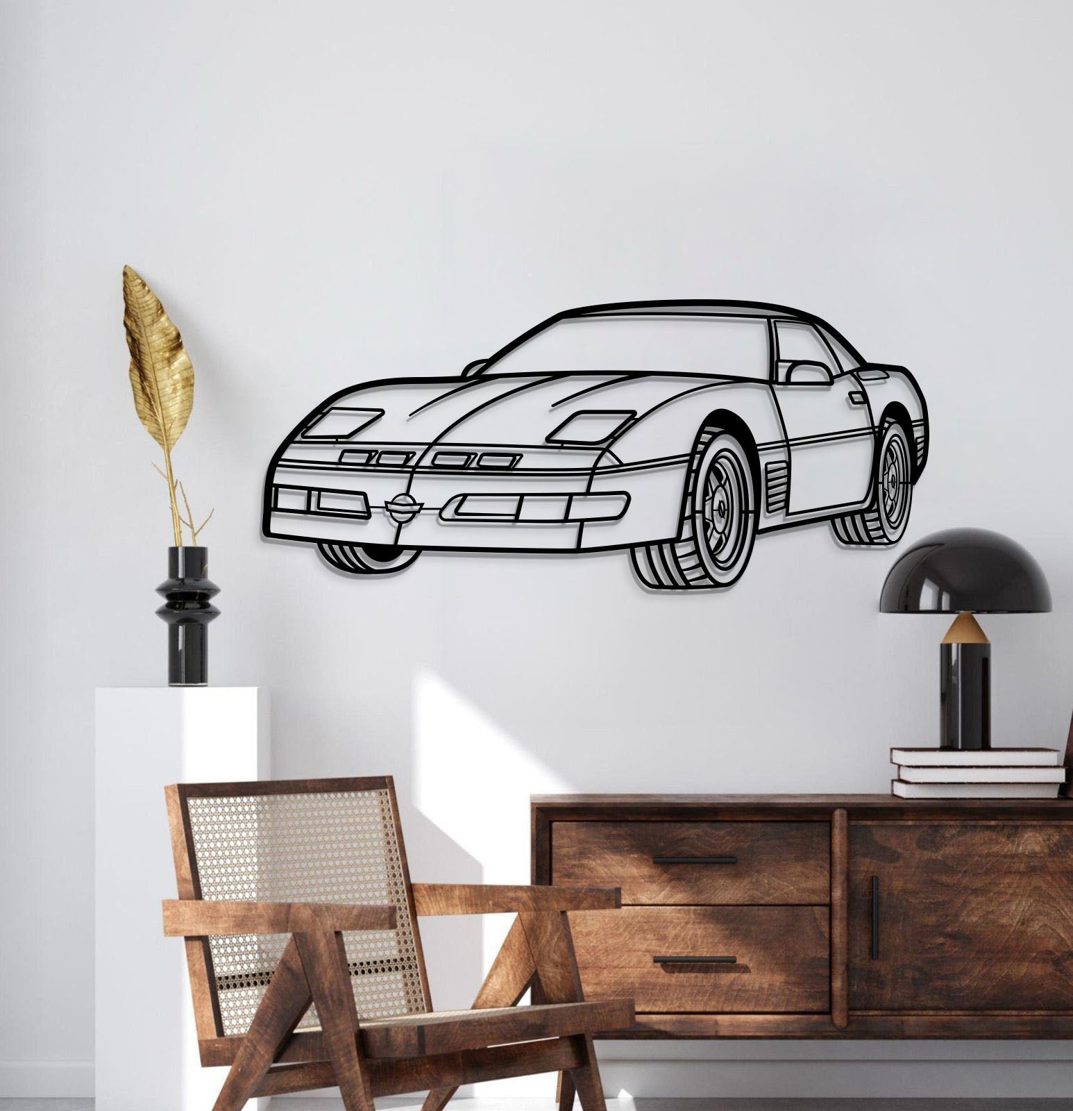 1989 Corvette Callaway Convertible Perspective Metal Car Wall Art - MT1150