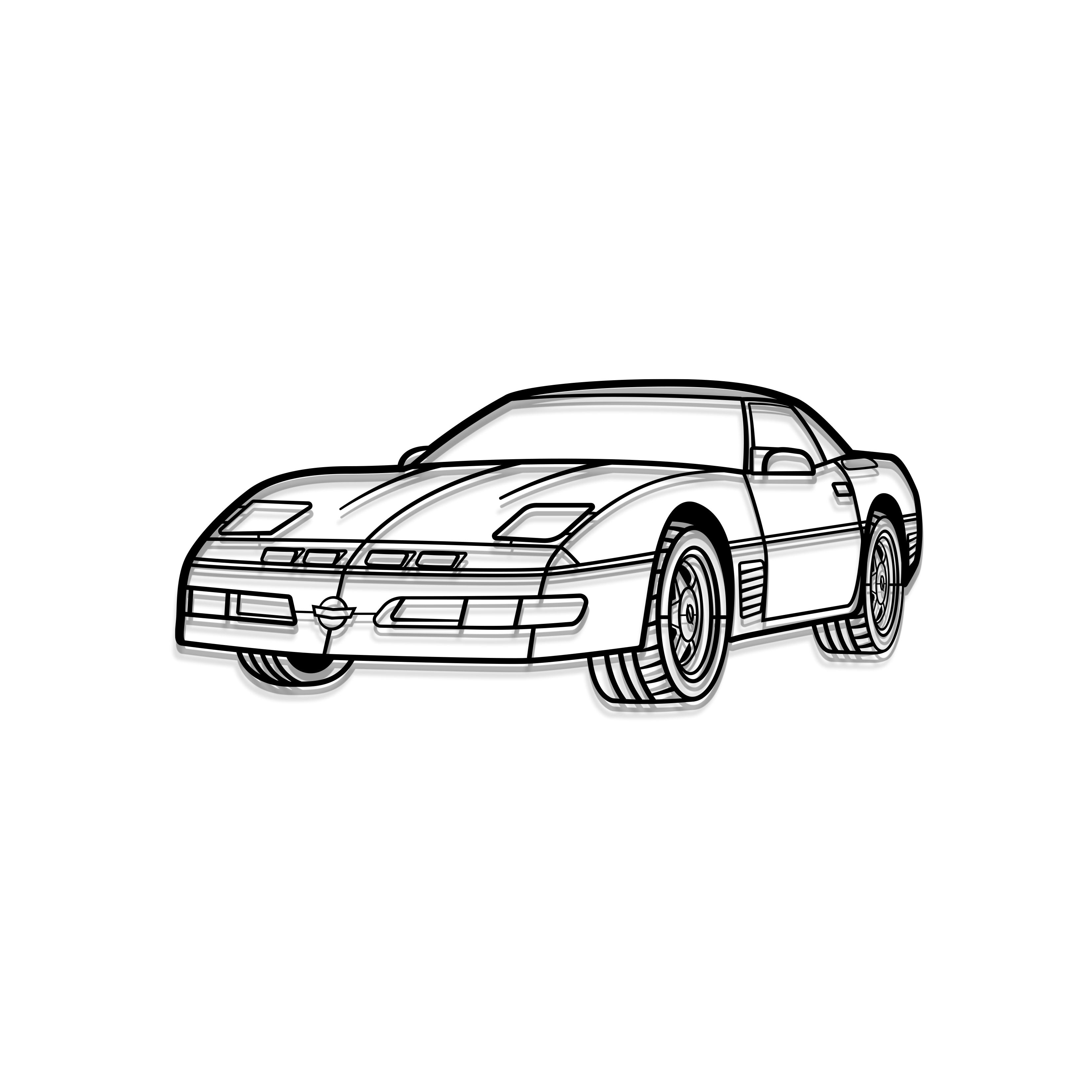 1989 Corvette Callaway Convertible Perspective Metal Car Wall Art - MT1150