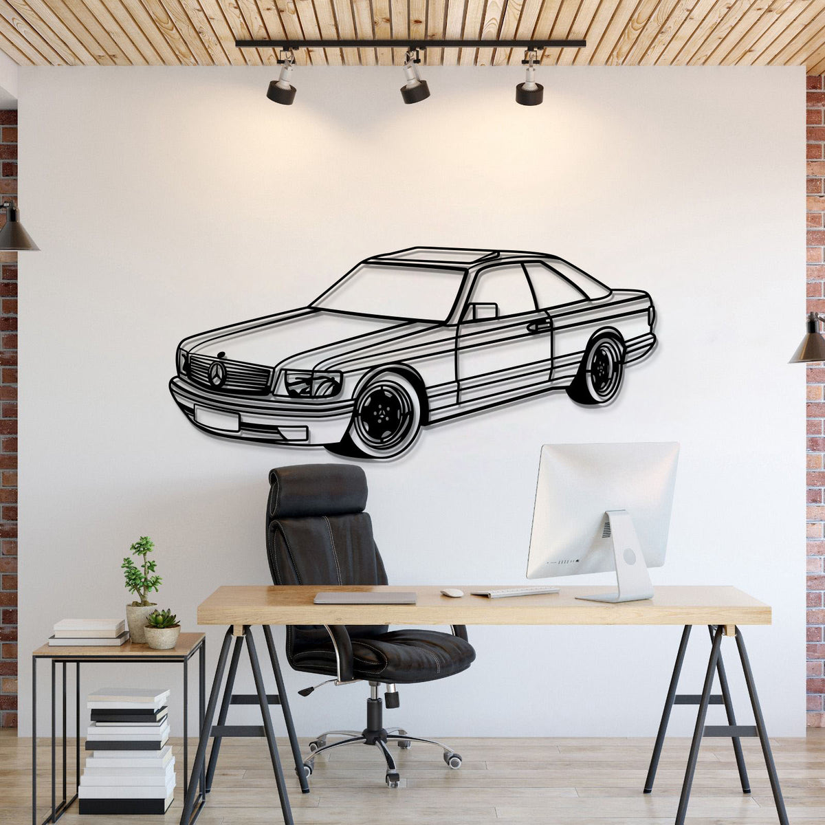 1989 W126 SEC Perspektive Metall Auto Wandkunst - MT1174