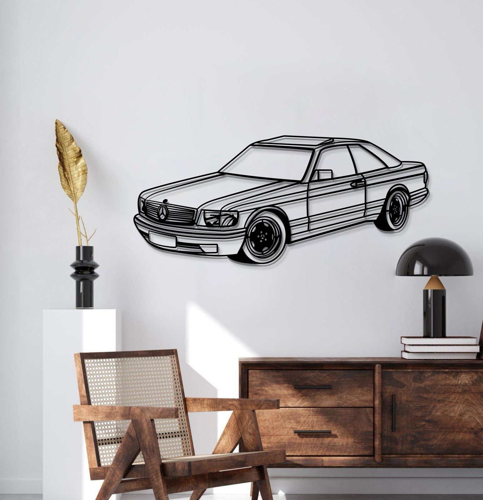 1989 W126 SEC Perspective Metal Car Wall Art - MT1174