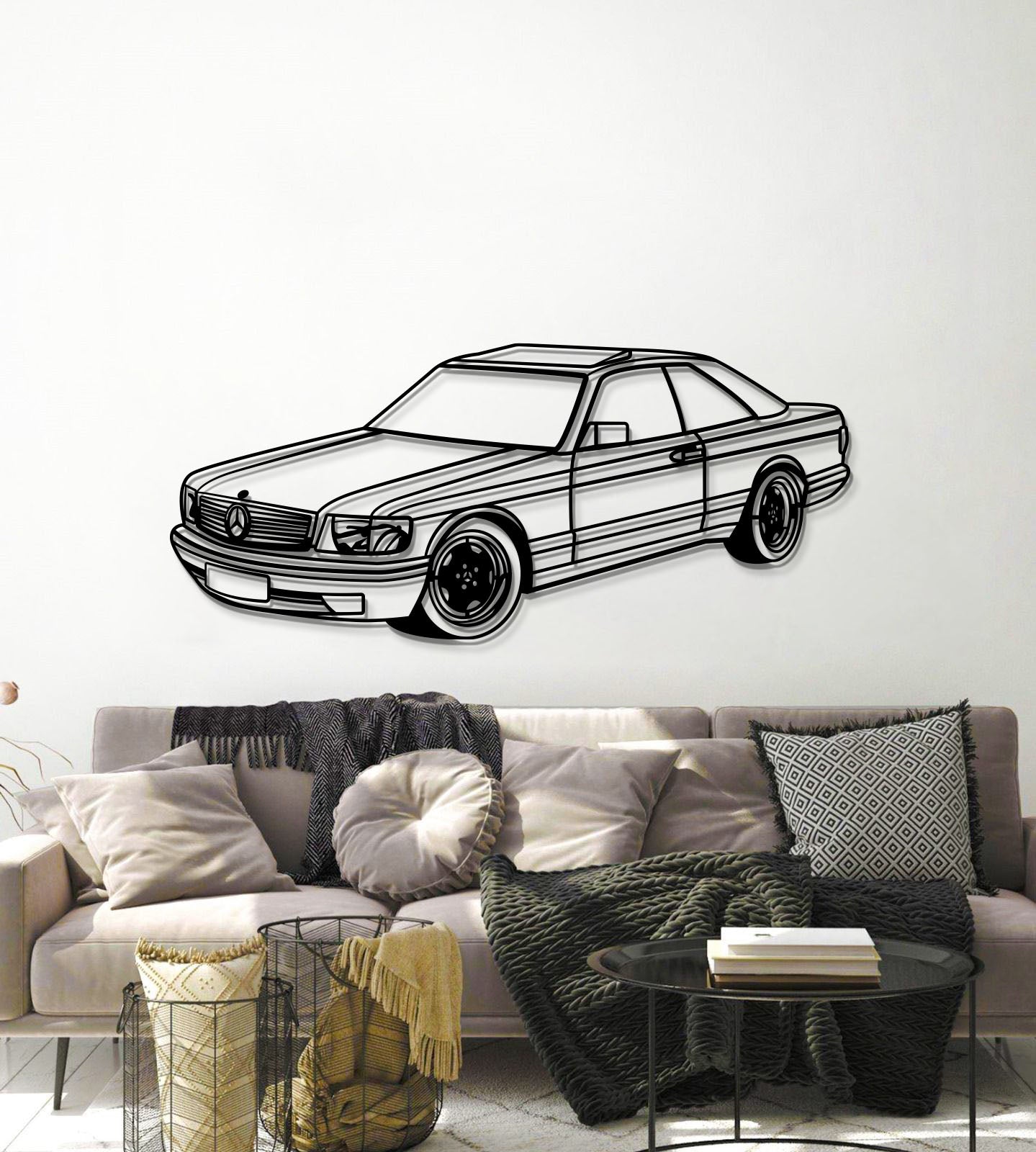 1989 W126 SEC Perspective Metal Car Wall Art - MT1174