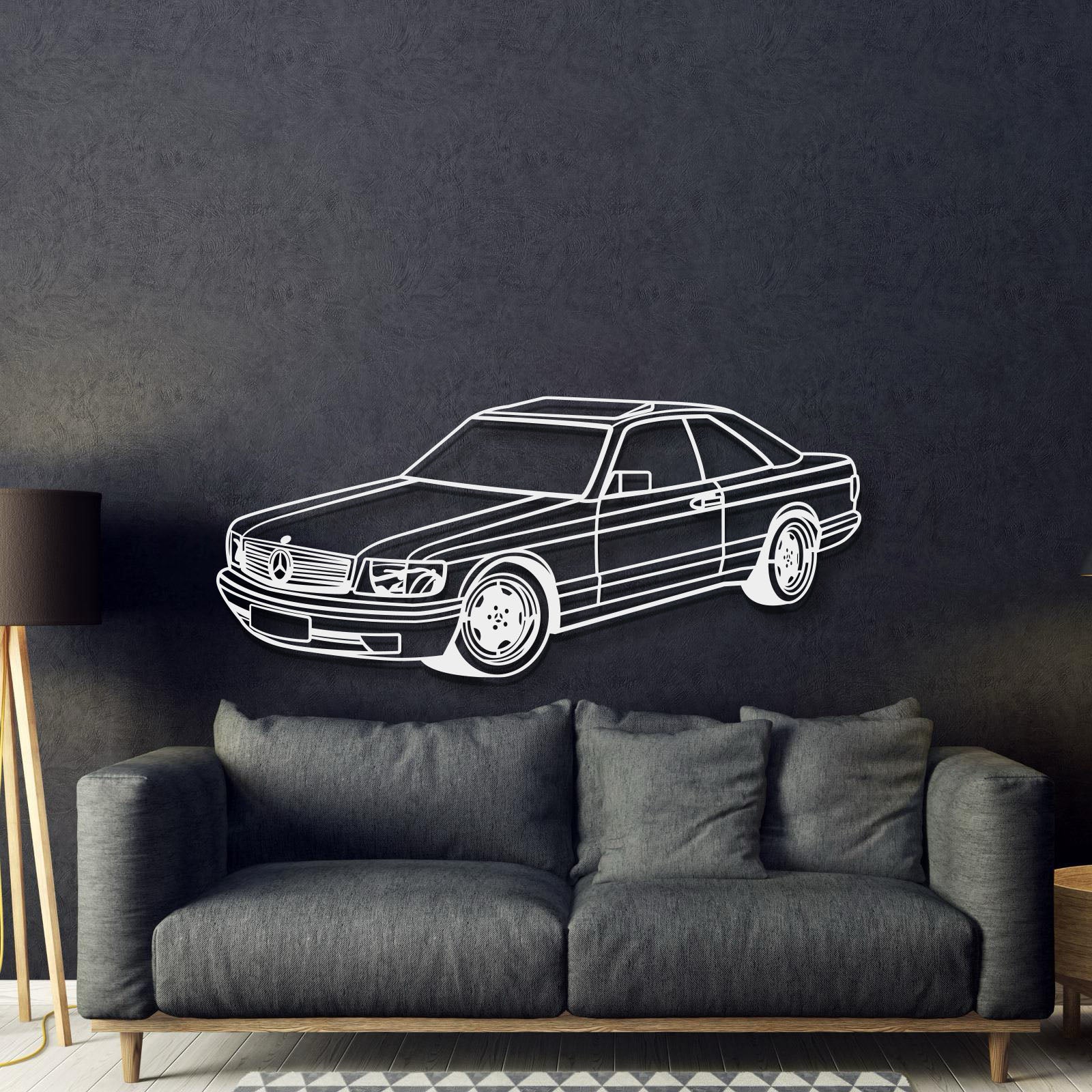 1989 W126 SEC Perspective Metal Car Wall Art - MT1174