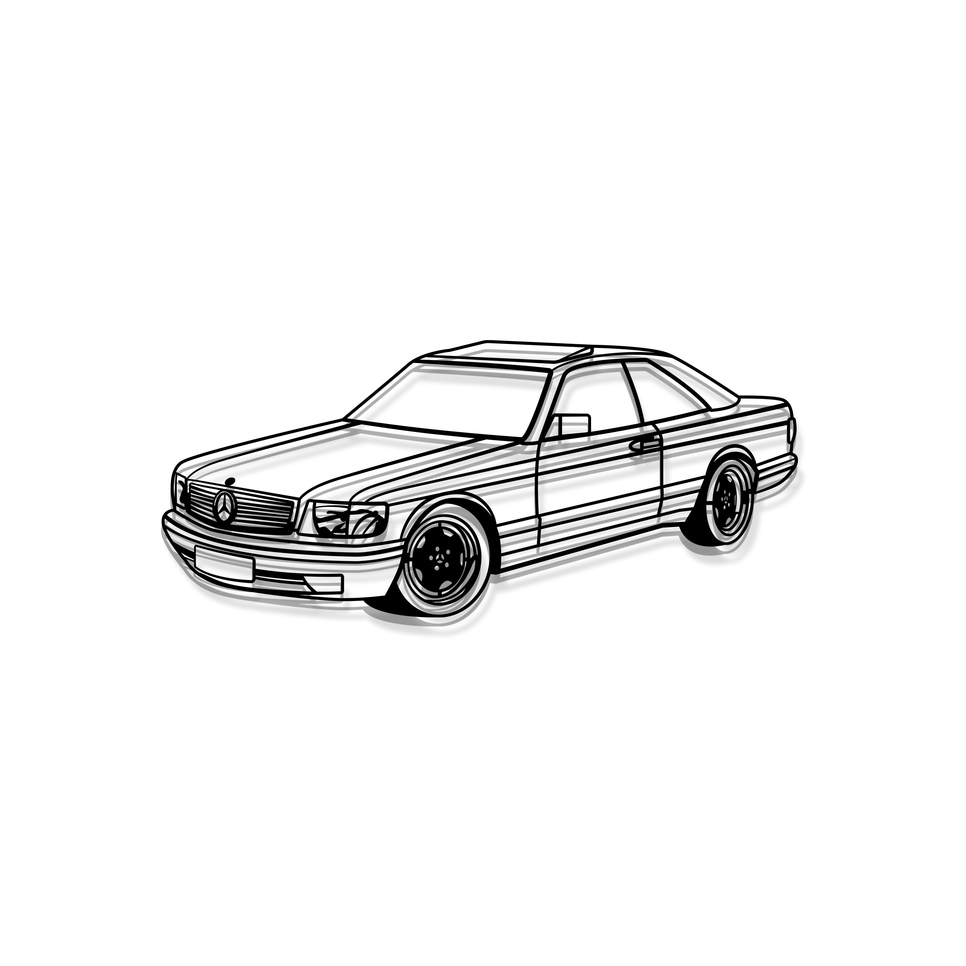 1989 W126 SEC Perspective Metal Car Wall Art - MT1174