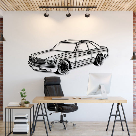 1989 W126 SEC Perspektivische Metall-Wandkunst – MT0452