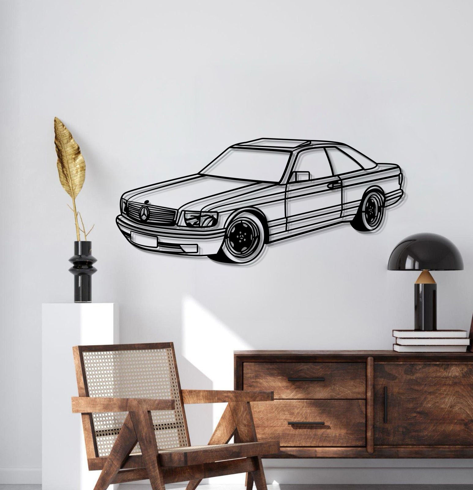 1989 W126 SEC Perspective Metal Car Wall Art - MT0452