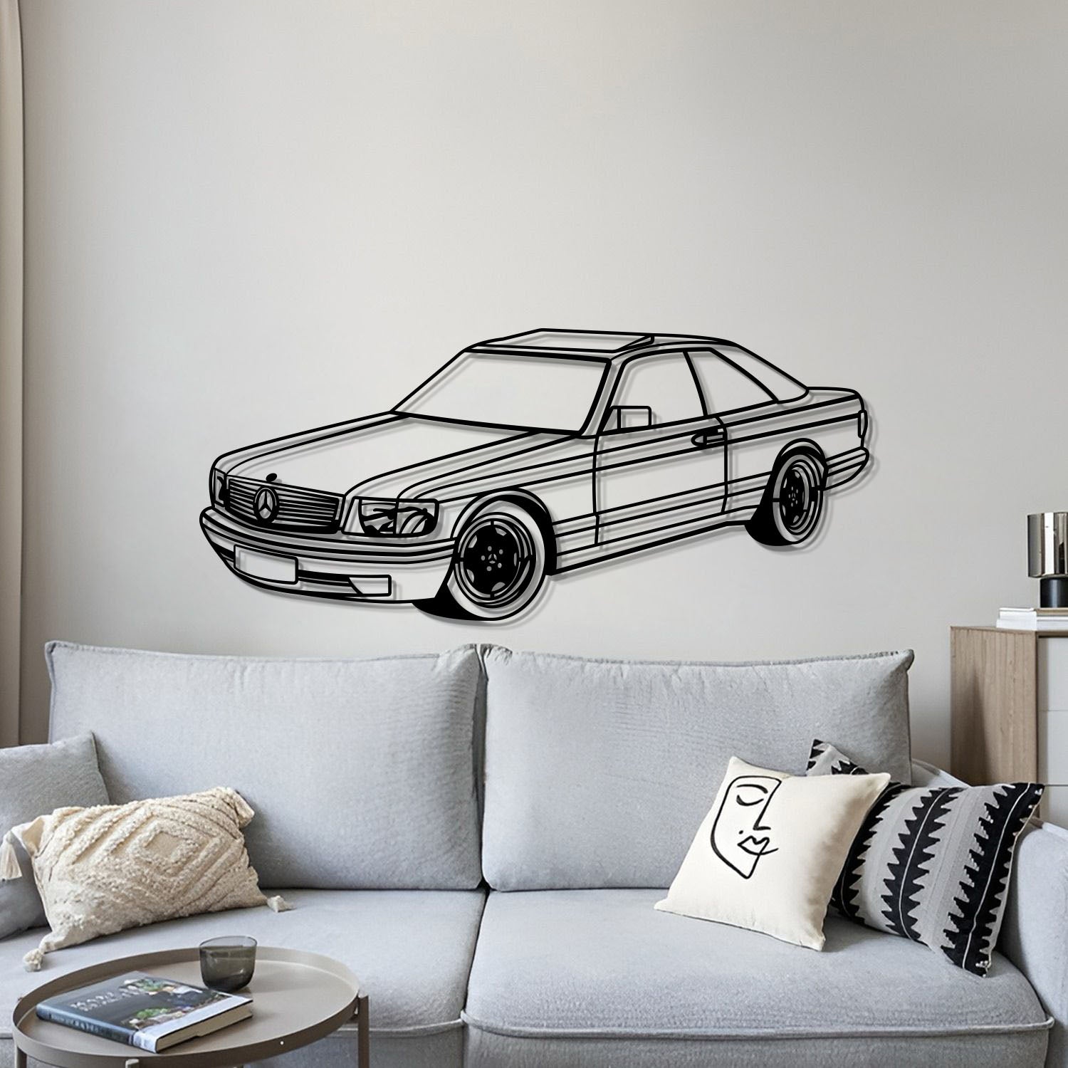 1989 W126 SEC Perspective Metal Car Wall Art - MT0452