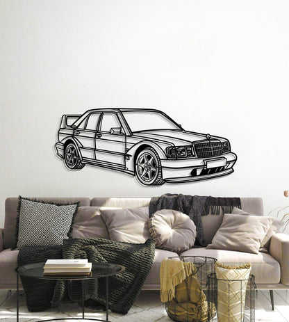 Detailed 1990 190E 2.5‑16 EVO II perspective metal art durable 2 mm laser cut steel 