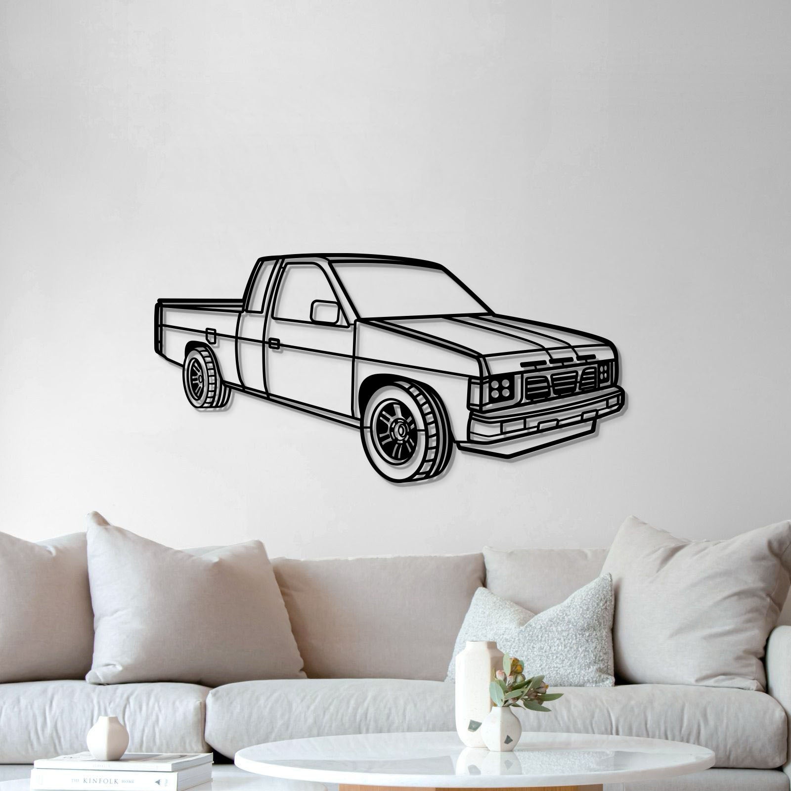 1990 D21 Hardbody Truck Perspective Metal Car Wall Art - MT1179