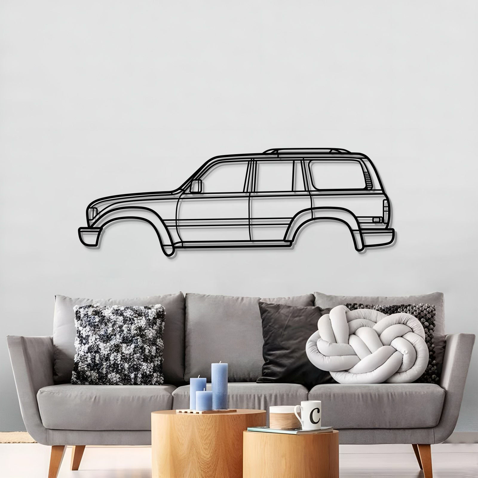 Toyota Land Cruiser J80 1990 metal wall sculpture – minimalist SUV profile for adventure lovers