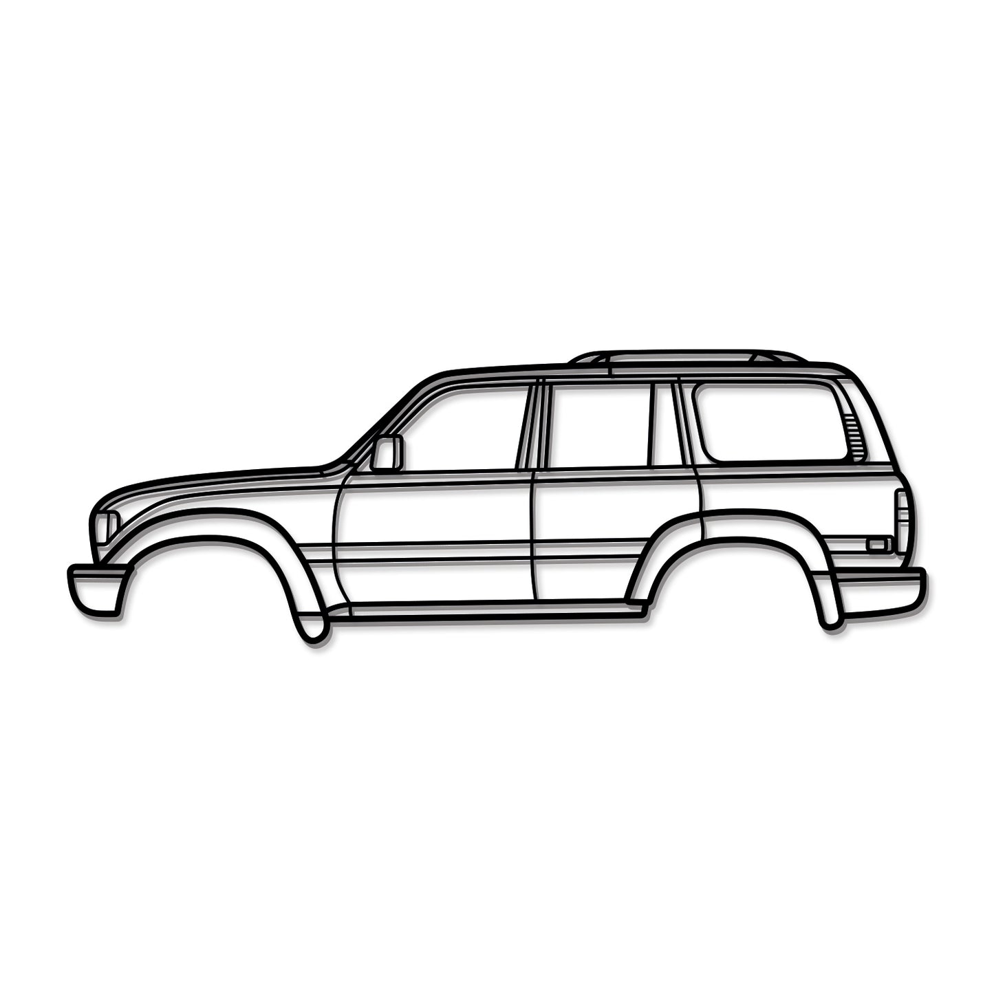Toyota Land Cruiser 5th Gen J80 (1990) metal car silhouette – textured matte finish