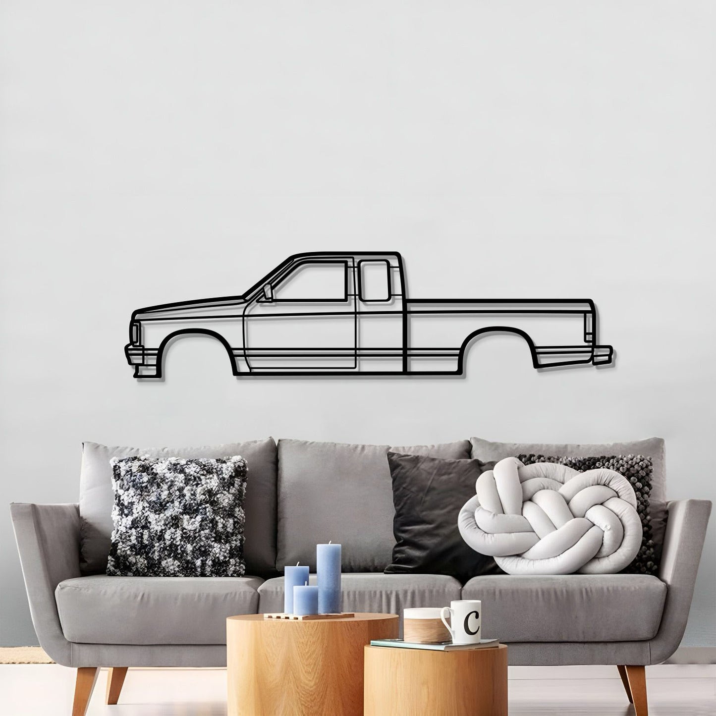 Chevy S10 1991 metal wall art – rugged pickup truck profile for garage