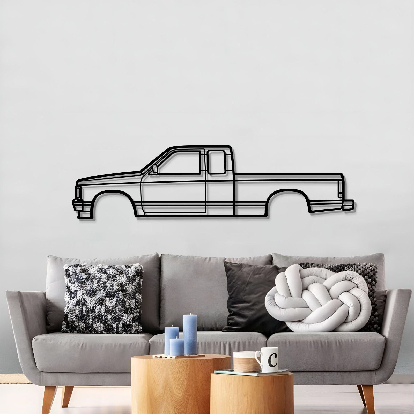 Chevy S10 1991 metal wall art – rugged pickup truck profile for garage