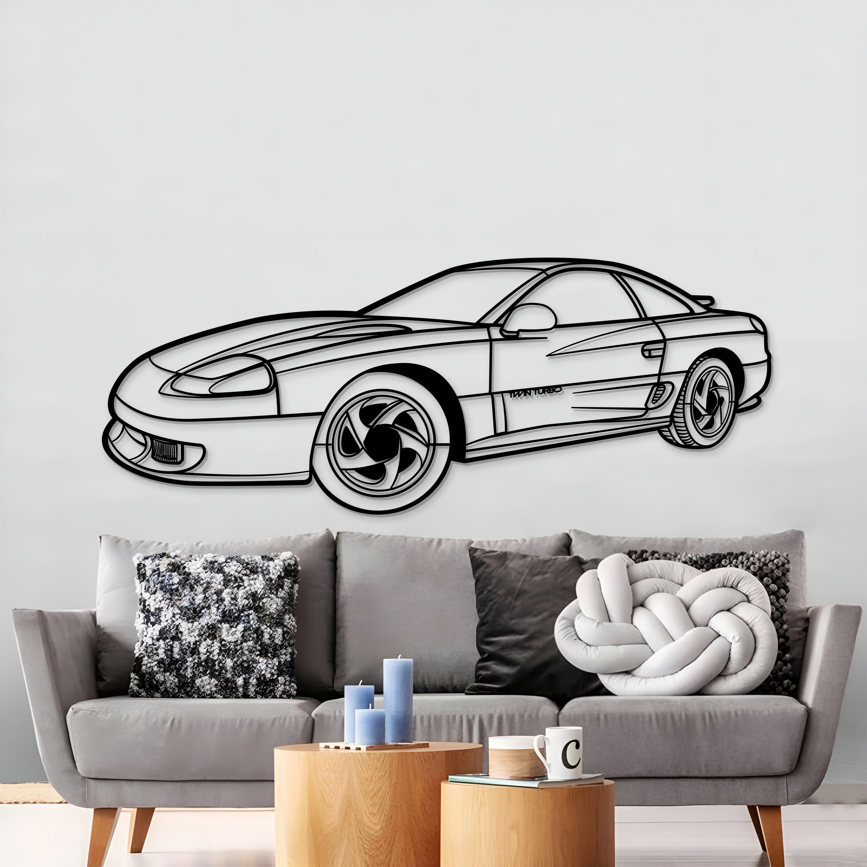 1991 Stealth RT Twin Turbo Perspective Metal Car Wall Art - MT1305