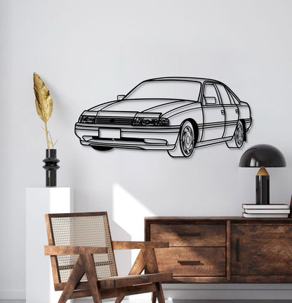 Laser-cut 1991 Holden VN Commodore metal wall art in perspective silhouette style