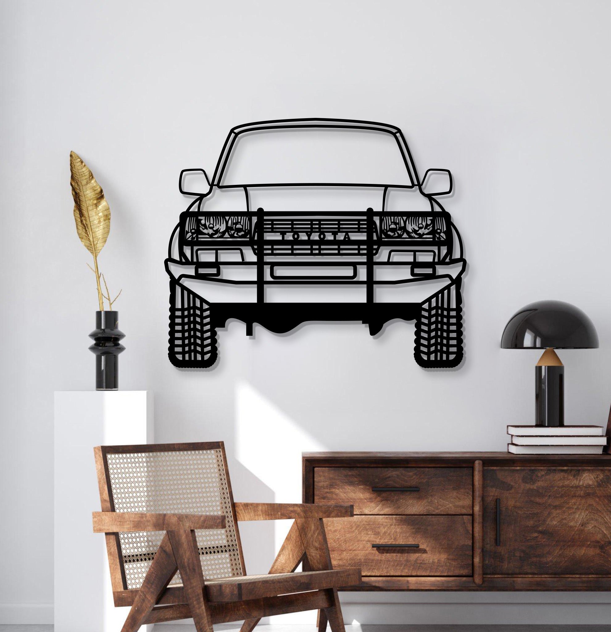 1992 Land Cruiser Custom Front View Metal Car Wall Art - MT1374