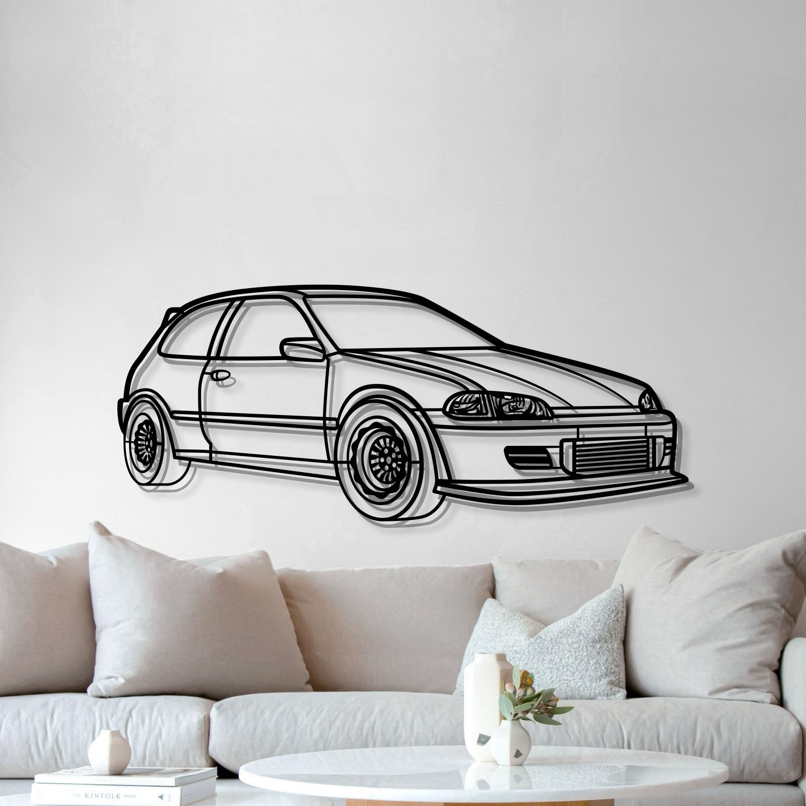 1993 Civic HB Drag Perspective Metal Car Wall Art - MT1163