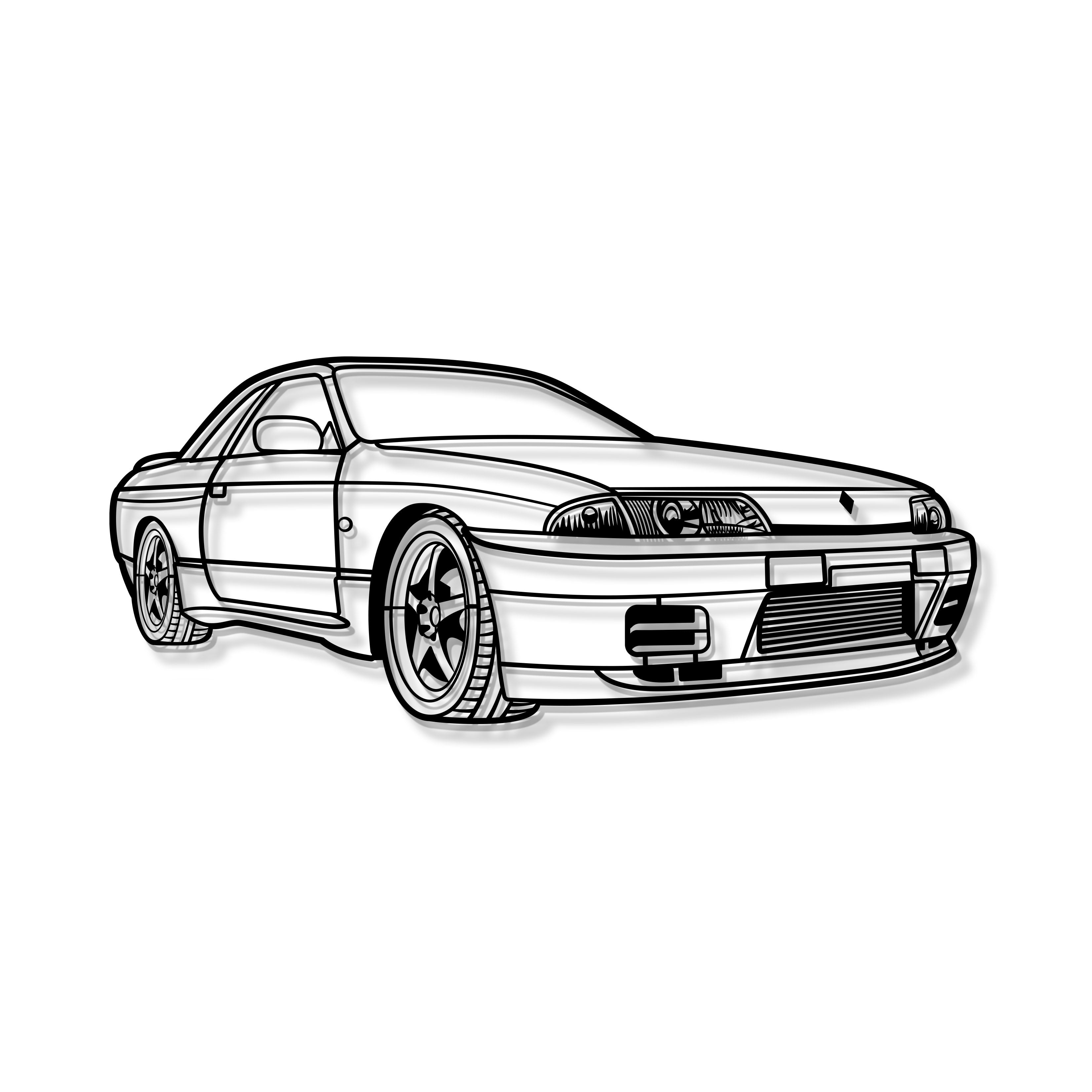 1993 Skyline  GTS-T R32 Perspective Metal Car Wall Art - MT1306