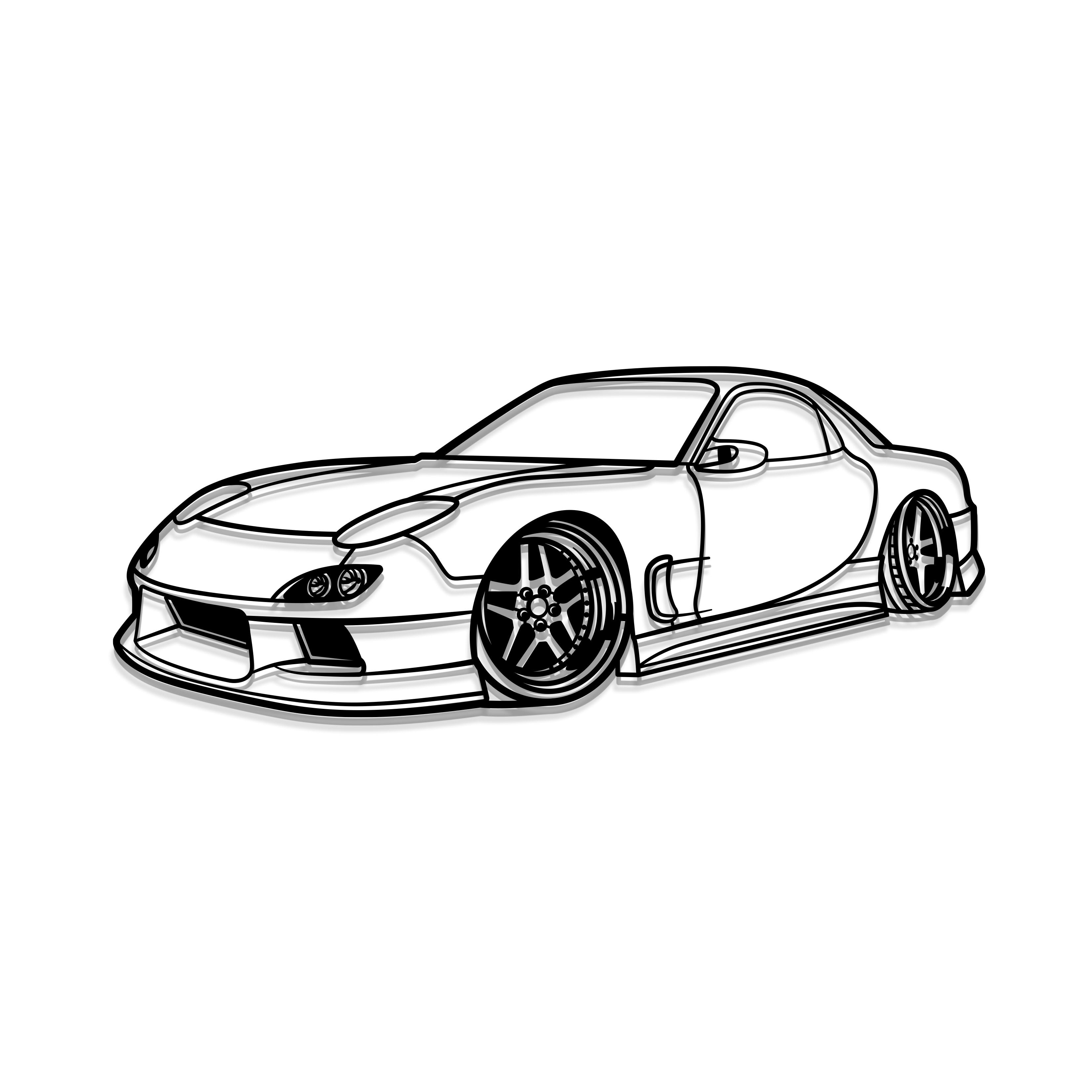 1994 RX-7 Stance Perspective Metal Car Wall Art - MT1170