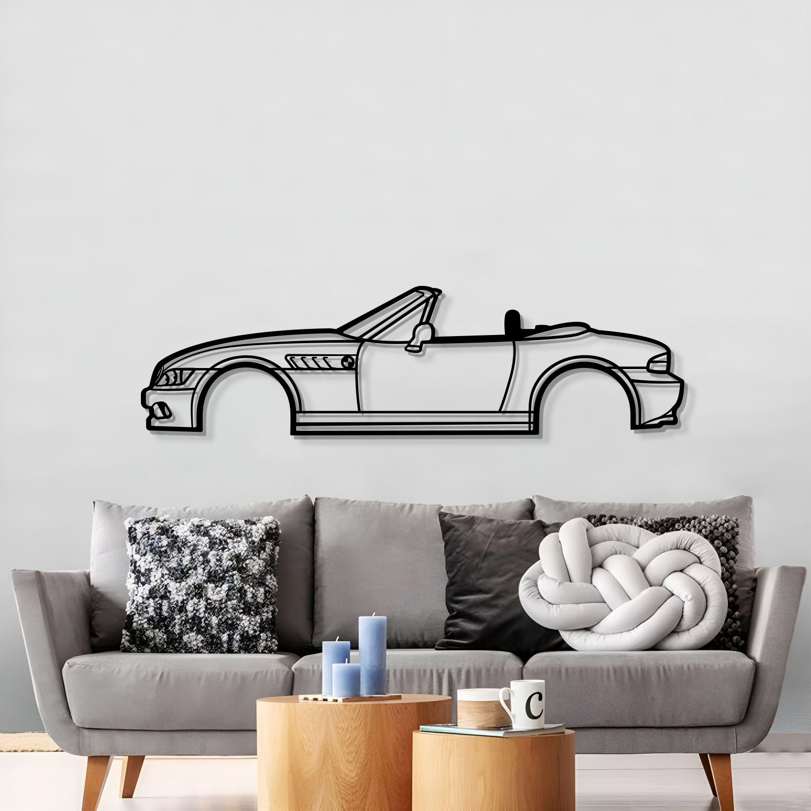 BMW Z3 1996 roadster metal wall art in matte finish for man cave