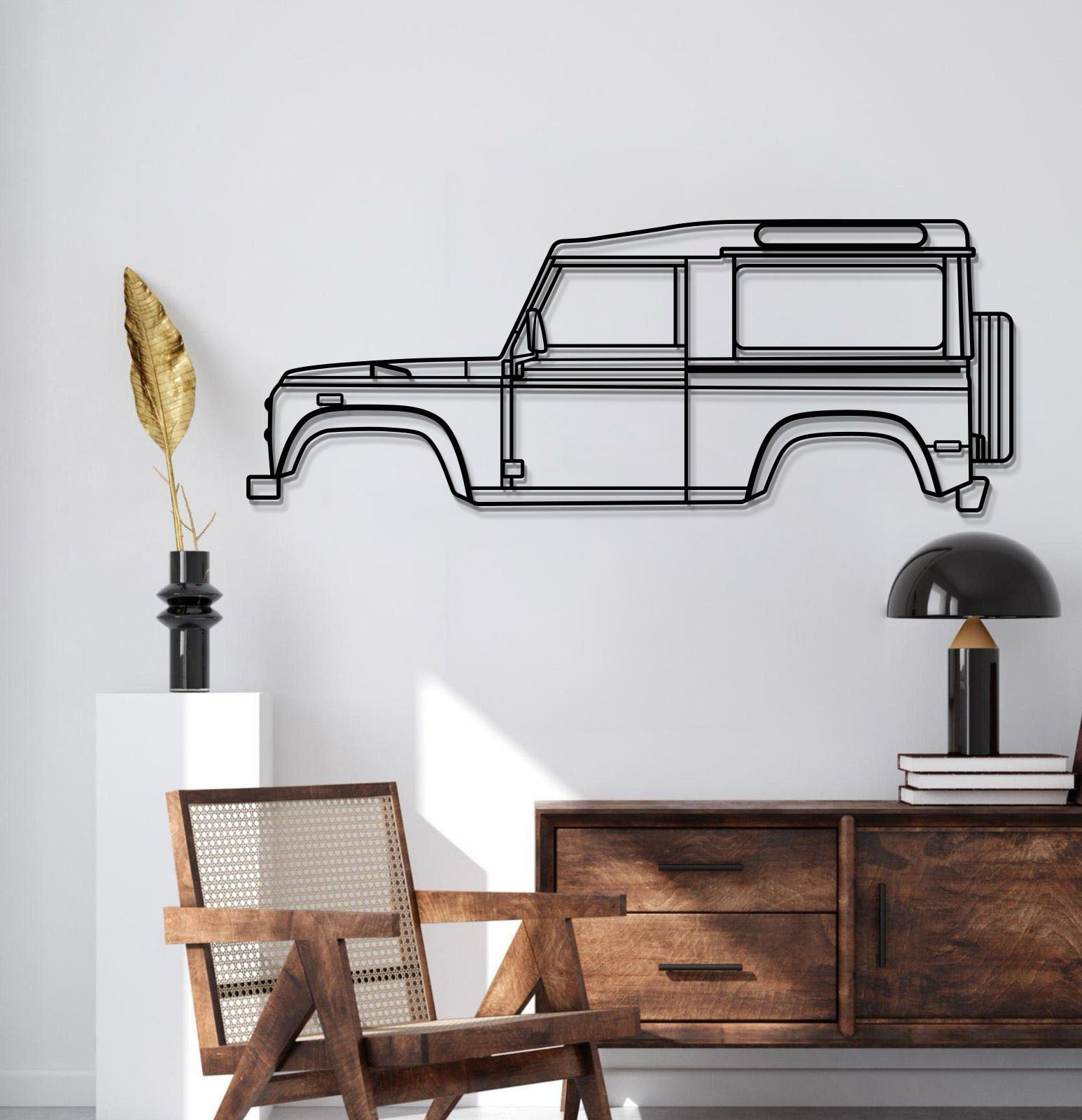 Defender 90 1997 metal wall art – laser-cut off-road vehicle silhouette