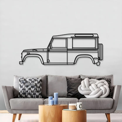 1997 Defender 90 metal car silhouette – durable steel wall décor for car lovers