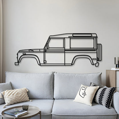 Land Rover Defender 90 (1997) metal wall sculpture – classic SUV profile