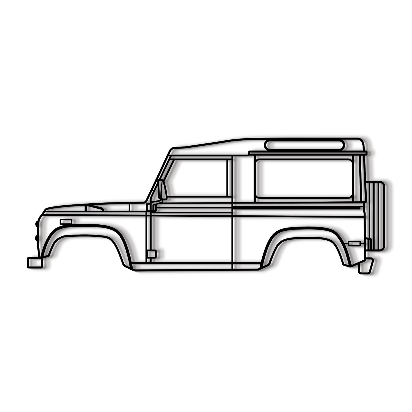 Laser-cut steel Defender 90 1997 metal wall decoration for home or garage