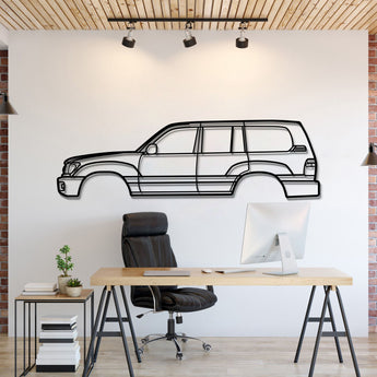 1998 Toyota Land Cruiser J100 metal car silhouette wall art – minimalist SUV profile
