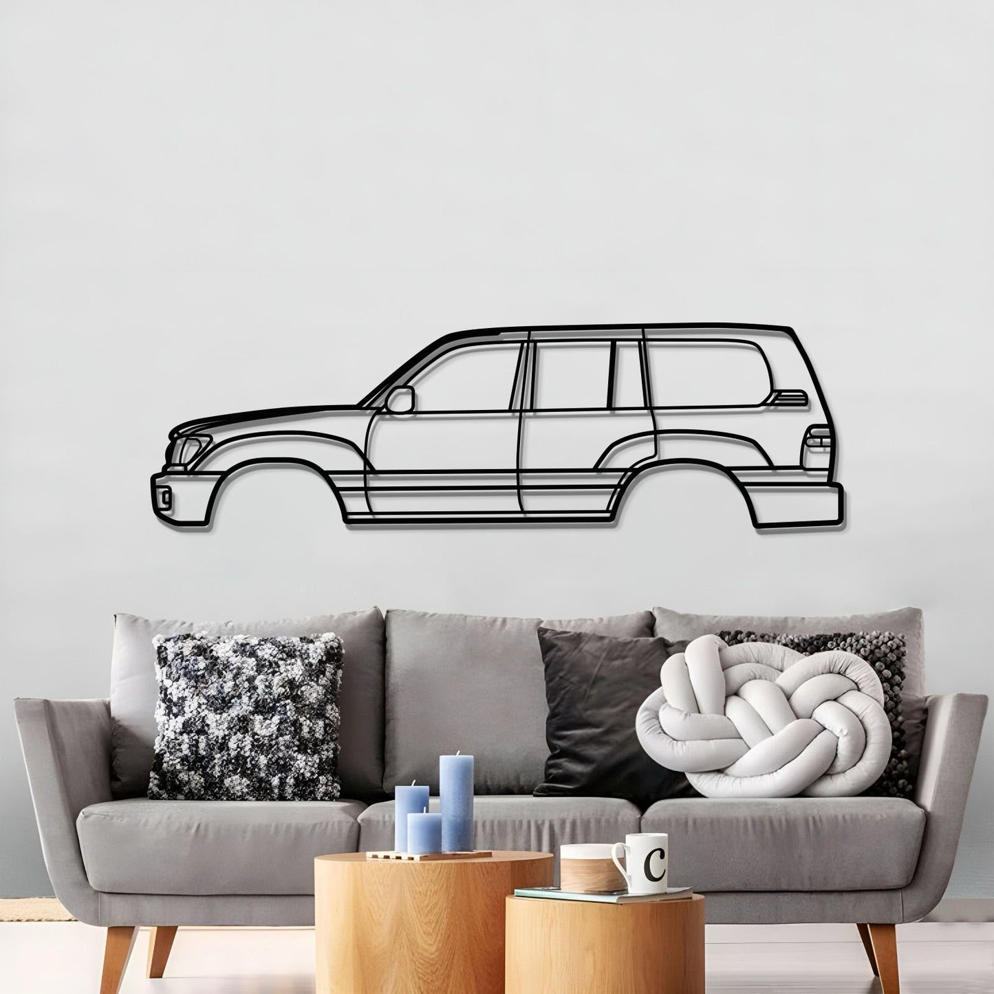 Toyota Land Cruiser 100 Series (J100) metal wall sculpture – off-road vehicle art