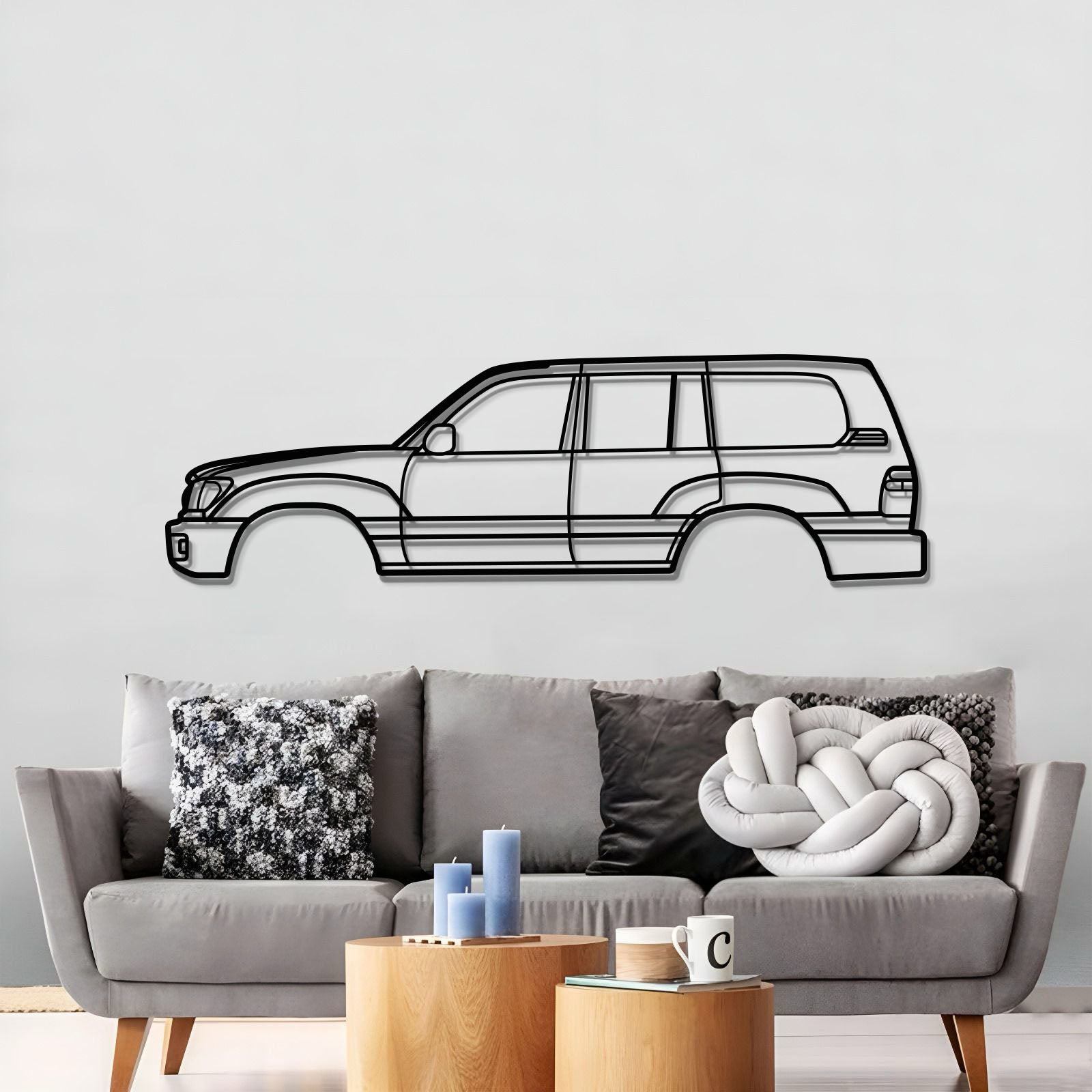 Toyota Land Cruiser 100 Series (J100) metal wall sculpture – off-road vehicle art