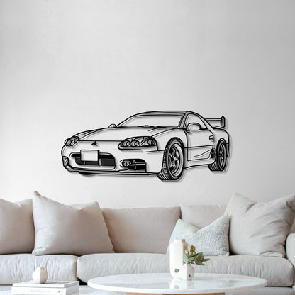 Perspective view of 1999 3000GT metal wall art elevated 1 cm for 3D effect